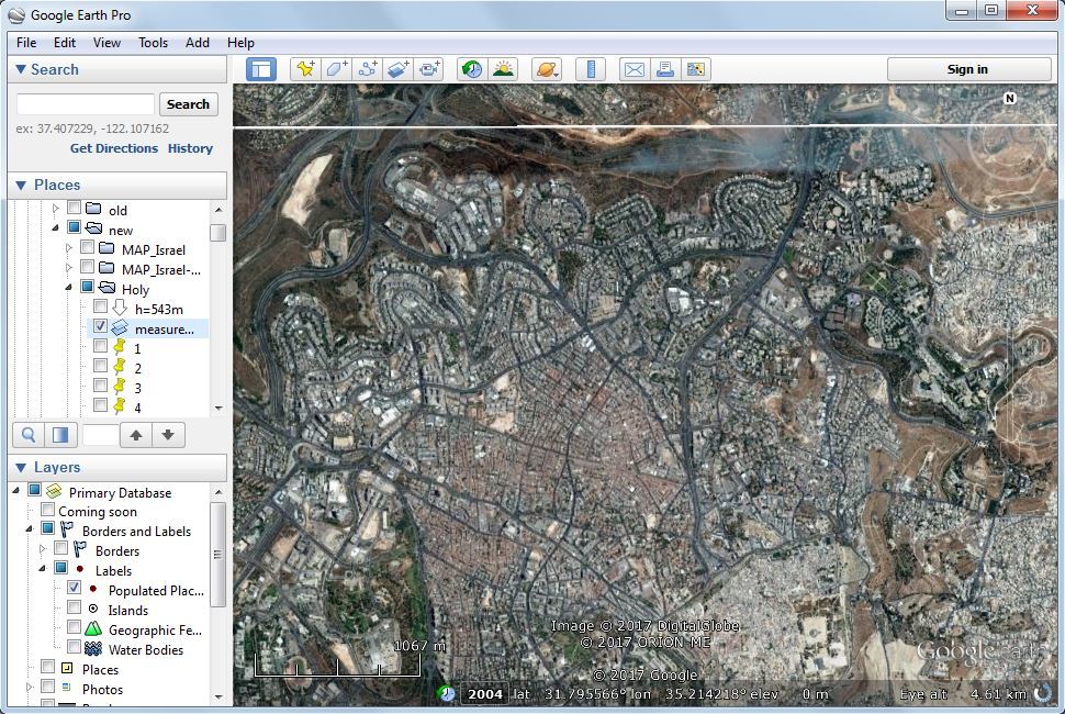 Determining the size of the holy allotment in Google Earth Pro. Figure 5.