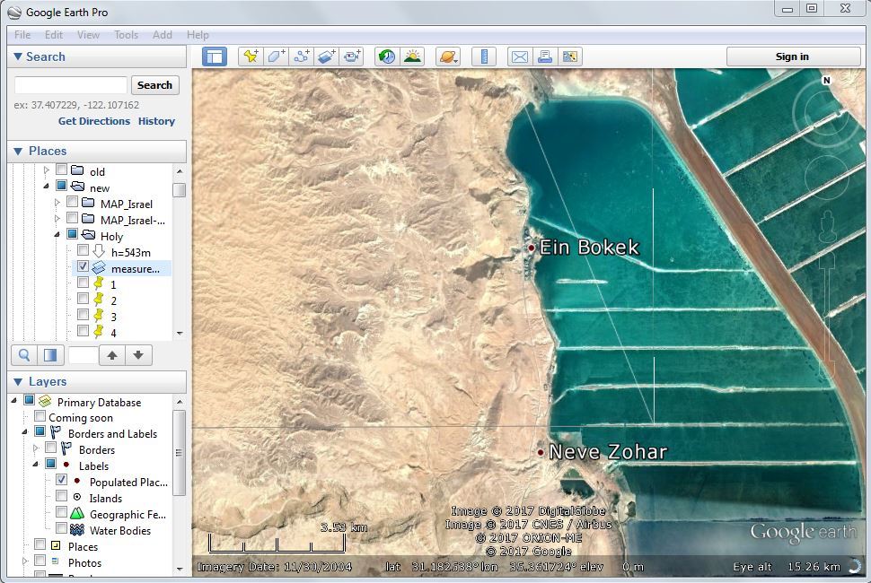 Determining the size of the holy allotment in Google Earth Pro. Figure 8.