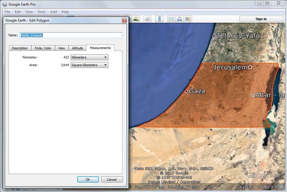 Determining the size in Google Earth Pro. Figure 14.